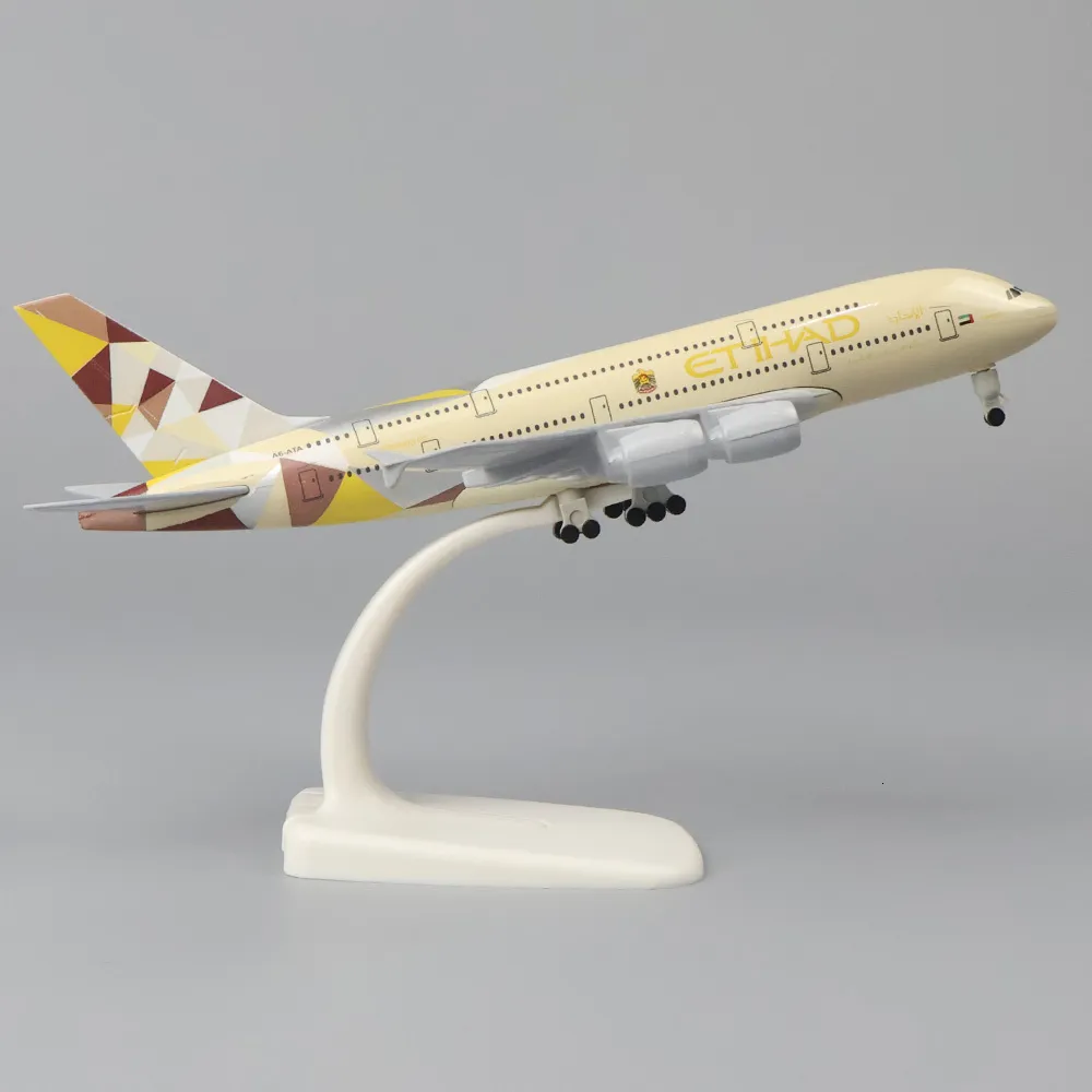 Model samolotu Metal Model 20 Cm 1 400 Etihad A380 replika materiał stopowy symulacja lotnictwa dzieci chłopiec prezent 230712