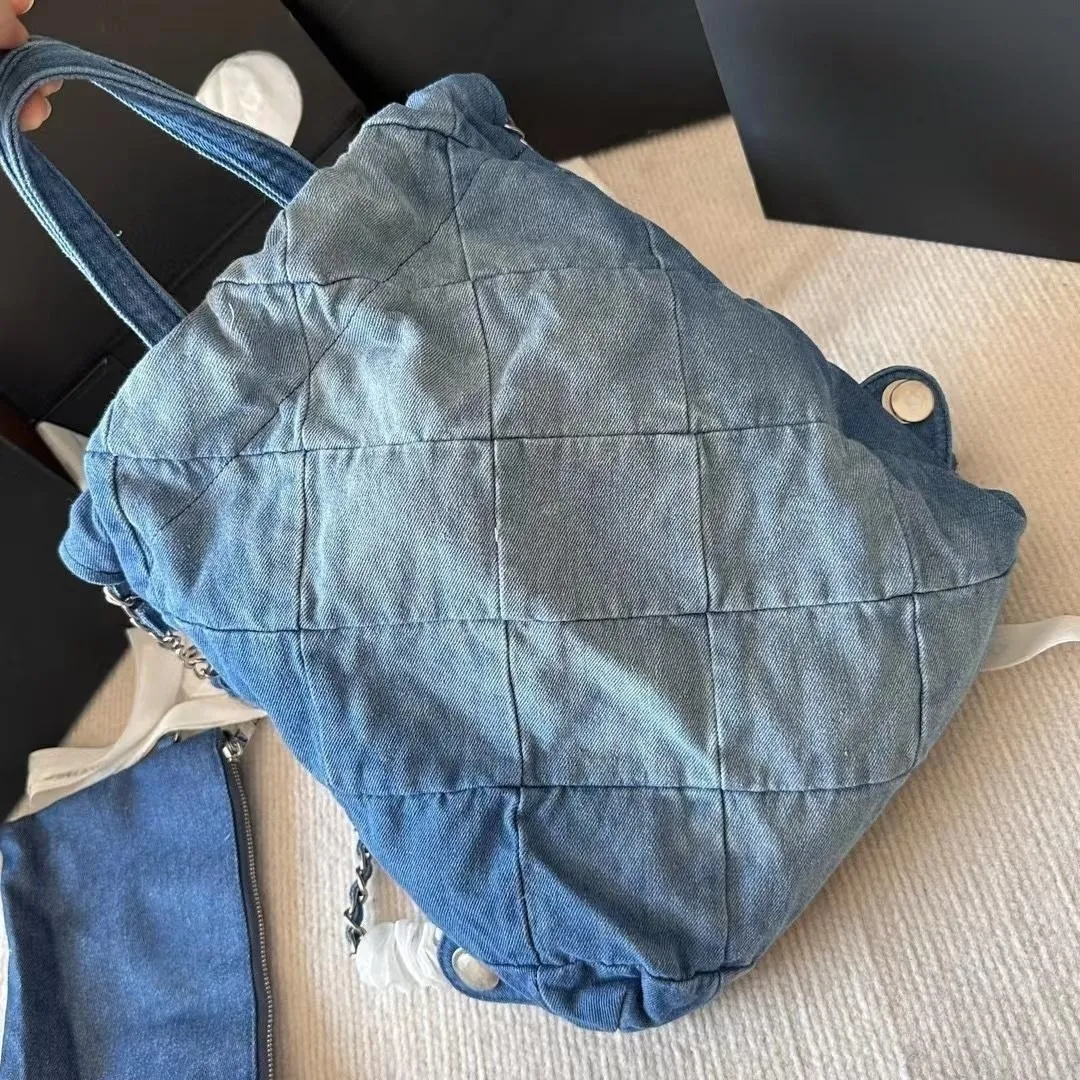 Designer Denim Tote Backpack With Sling Body And Chain Expensive 