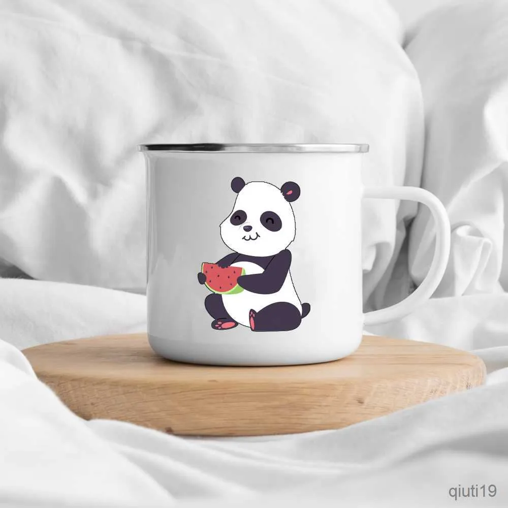 Muggar panda björn mugg flickvän presentidéer söt kaffe mugg panda gåvor husbil dekor camping emalj mugg födelsedagspresent till vän r230713