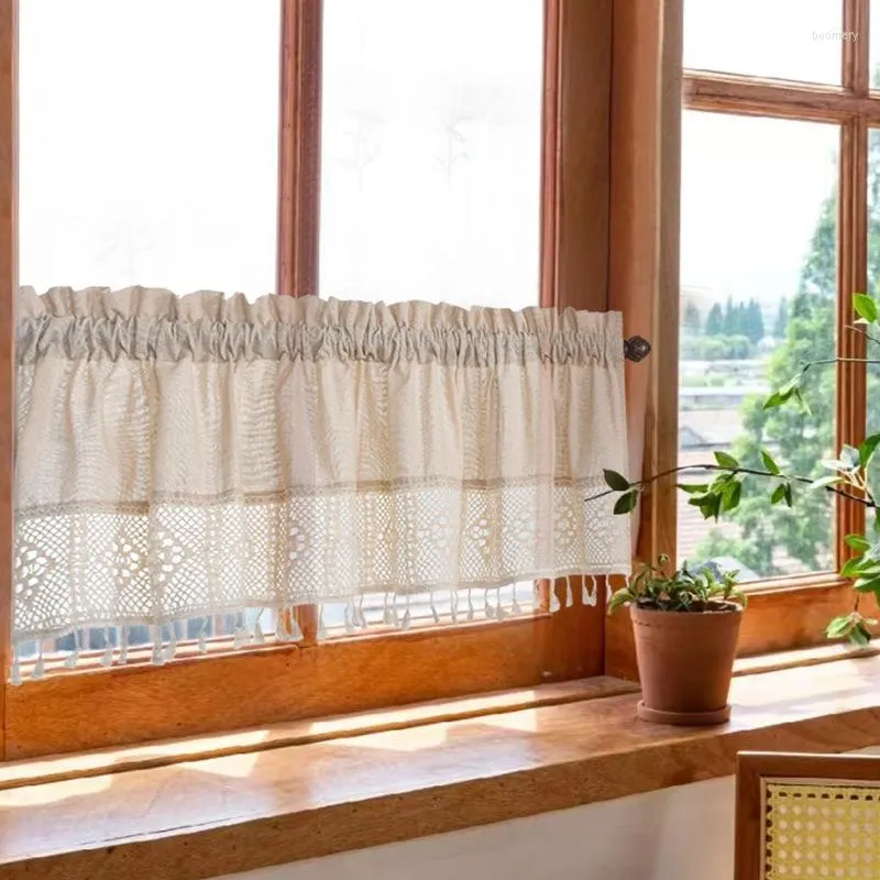 Tenda in pizzo di cotone nappa corta in stile giapponese e coreano partizione cucina caffetteria decorazione della finestra