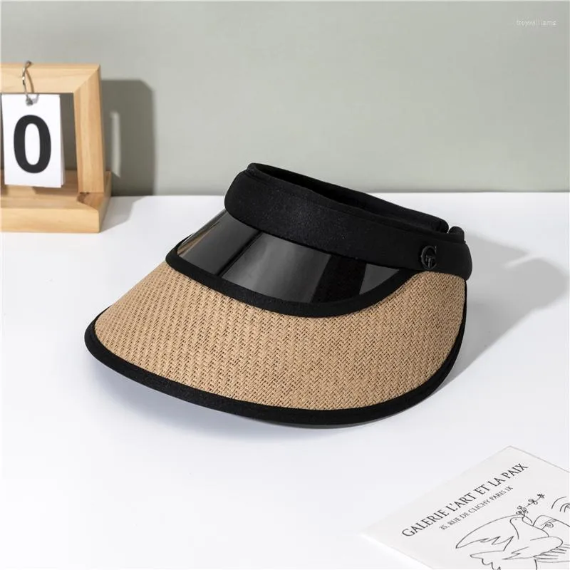 Berets Sunblock Straw Hat Small Lens Women Braid Headband Sun Caps Unisex Summer Empty Top Hats Korean Fashion Family Panama