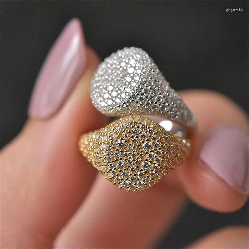 Cluster Rings Product 2023 Europe And America Exaggerate S925 Silver Plated 18K Gold Ring Couple Tail Women's Cold Wind