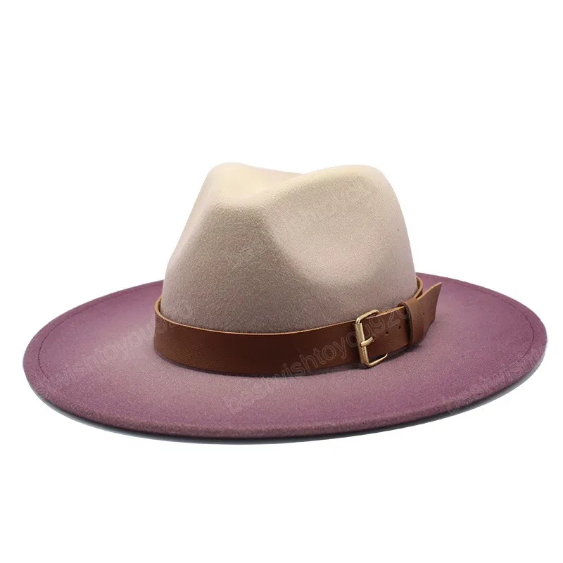 Sombrero Fedora de lana para mujer, sombreros de Jazz caqui para mujer y hombre, sombrero de fieltro clásico Vintage de ala grande para hombre y mujer