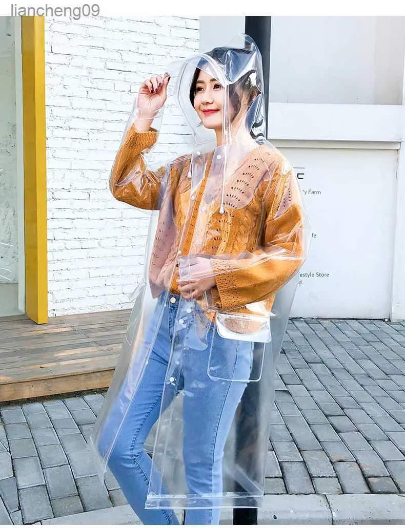 FreeSmily Fashion Transparent Raincoat Adulto Caminhadas Ao Ar Livre Pesca Raincoat EVA Plastic Proteção Ambiental Raincoat L230620