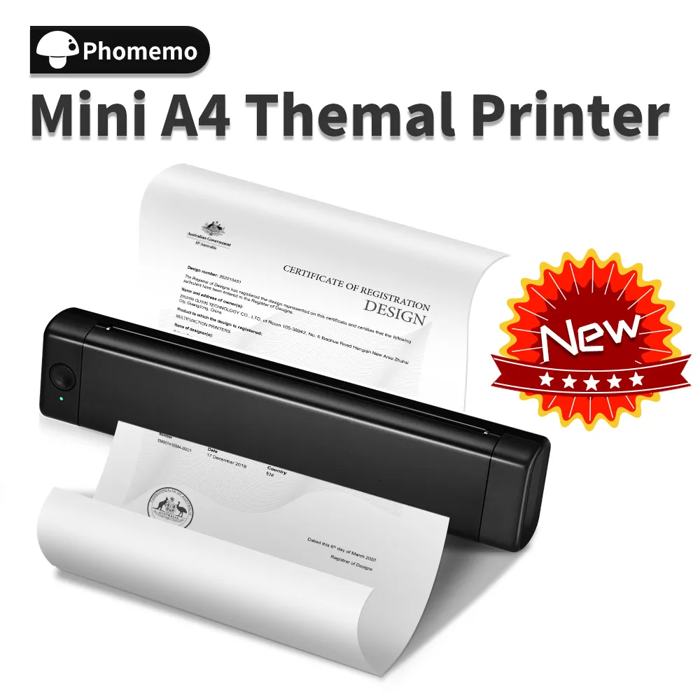 Petite mini imprimante thermique sans encre pour imprimante légère  rechargeable A4 pour réception de bureau