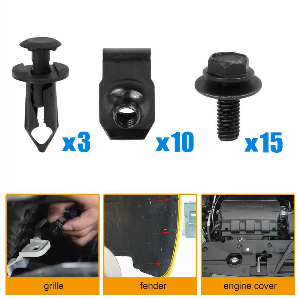 Automotive Clips And Fasteners Car Body Clips Set, Engine Splash Shield ...