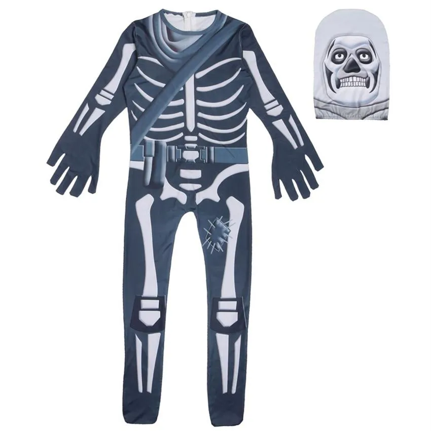 Garçons fantôme crâne squelette combinaison Cosplay Costumes fête Halloween enfants body masque déguisement enfants Halloween Props340V