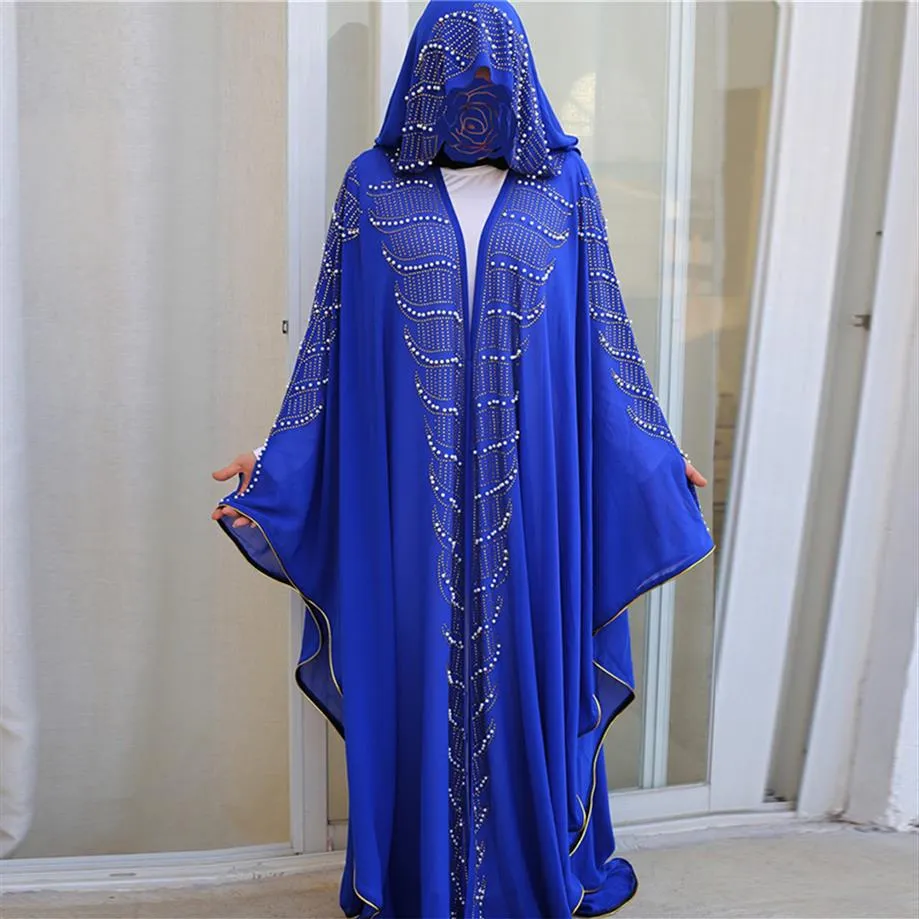 Siskakia Rhinestone Pearl Bat Sleeve Abaya Dress Outsize 2020 New Islamic dubai Arabian Muslim Dressing Gowns Eid Outfits217W