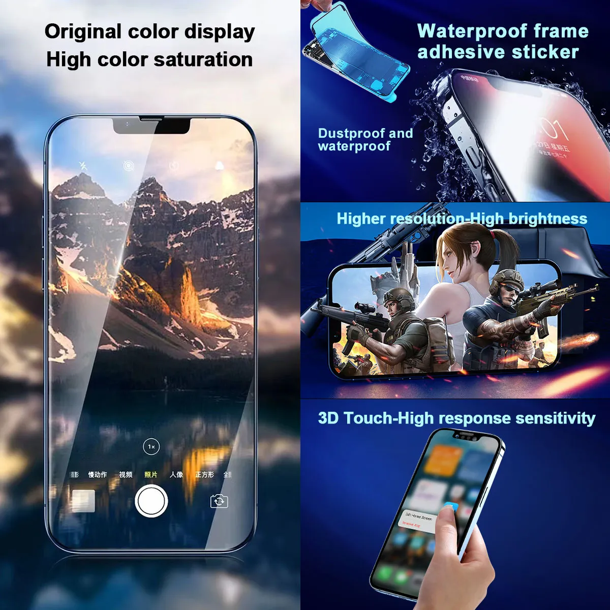 OLED ЖК Дисплей Для IPhone 12 13 14 Pro Max Сотовые Панели С Сенсорными  Панелями Дисплей Дисплей Дигитизатор Сборы Замена Оптовая Цена Фабрика 3D  Touch Incell Экраны True Tone High End От