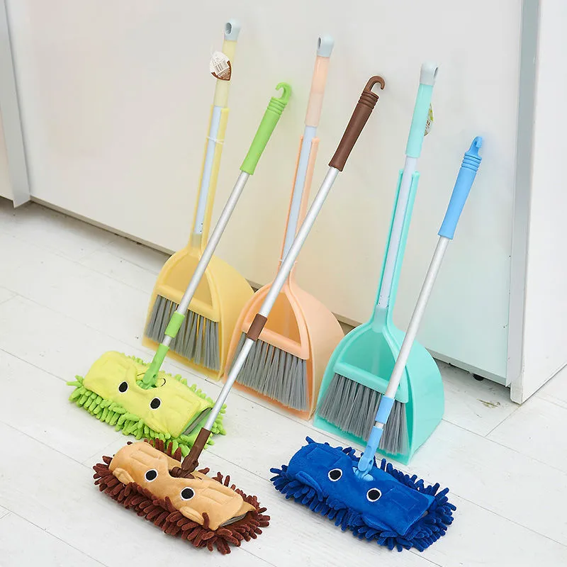 Tools Workshop Children's Simulation Broom Mop och Dustpan Set Kindergarten Toys Baby Mini Play House Sweeping Cleaning Toy Combination 230713
