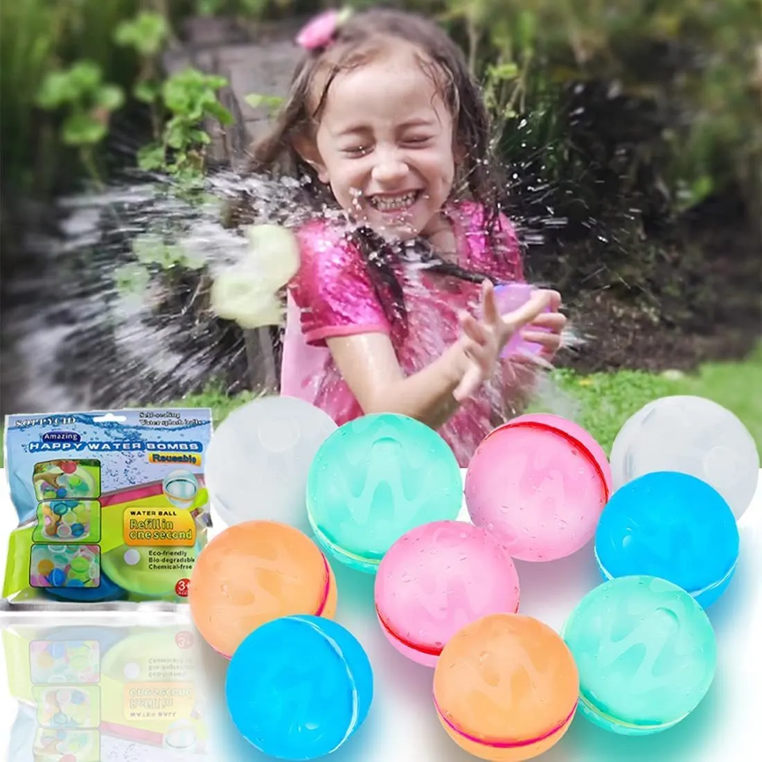 Sabbia Gioca Divertimento in acqua Palline d'acqua Riutilizzabile Bomba d'acqua magnetica Giochi d'acqua estivi Giocattoli per bambini Attività all'aperto Splash Ball Palloncini d'acqua a riempimento rapido 230712