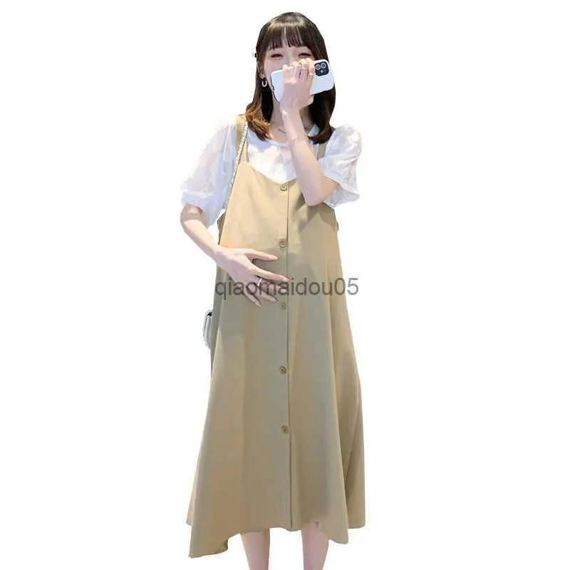 1833# 2023 Summer Korean Fashion Maternity Dress Sets Elegant Loose  Straight Clothes For Pregnant Women Sweet Cute Pregnancy L230712 From  Qiaomaidou05, $15.86