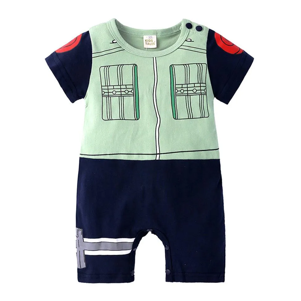 Anime Naruto Hatake Kakashi Costumes Baby Boy Clothes Newborn Rompers Cotton Spädbarn Jumpsuits New Born Clothing Baby Outfits221s