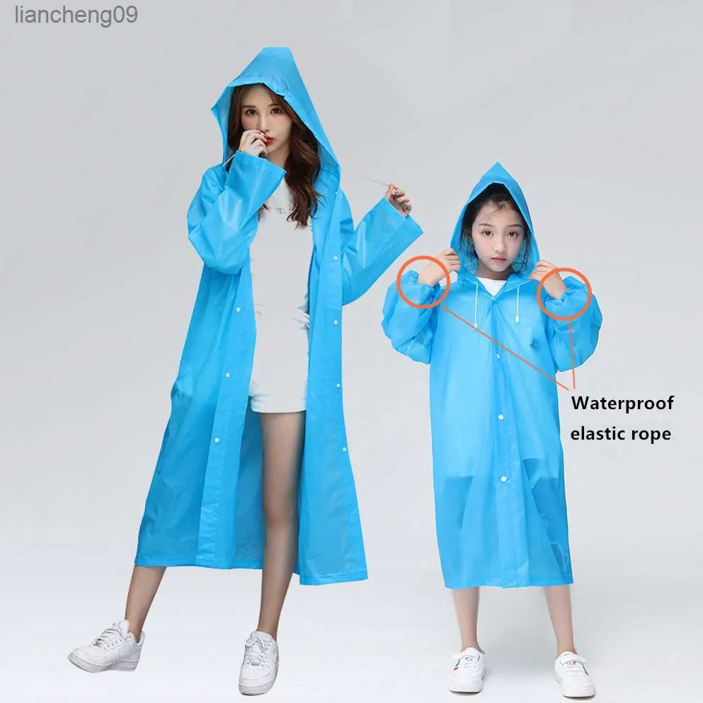 Children Adult Raincoat Thickened Waterproof EVA Rain Coat Kids Clear Transparent Tour Waterproof Rainwear Suit Raincoats L230620