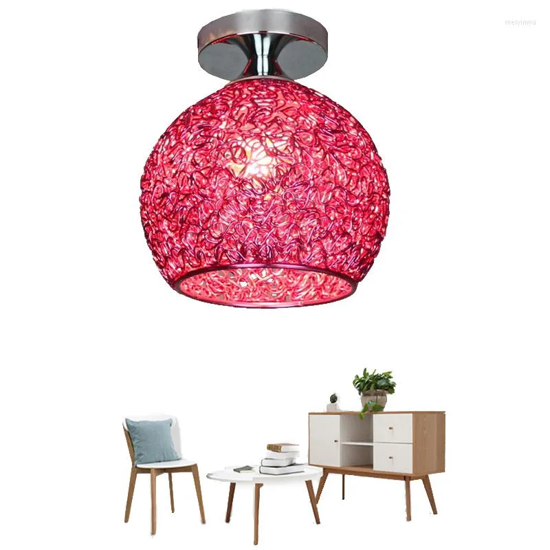 Plafonniers nordique multicolore rond en aluminium lumière moderne E27 lampe à LED pour salon chambre porche allée couloir El