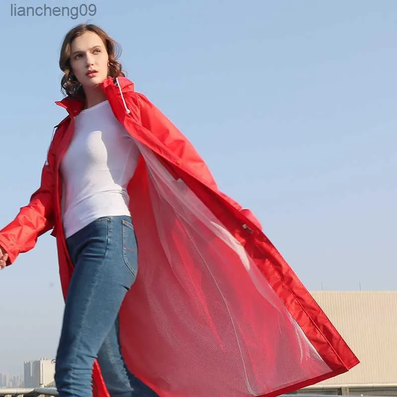 Manteau Imperméable Trench Pour Femmes - Long, Coupe-vent, Avec Capuche Et Poches, Polyester