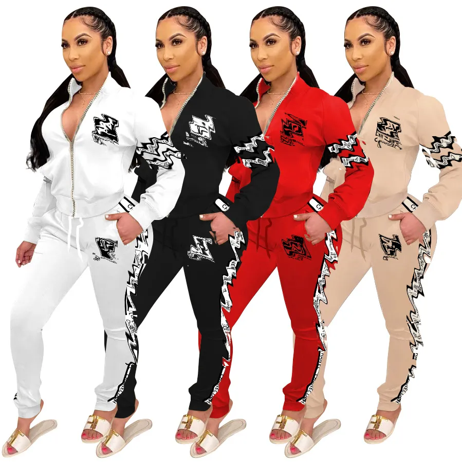 Autumn Two Piece Pants Tracksuit Jogging Suits Women Casual Thick Jacket and Sweatpants Sets Free Ship