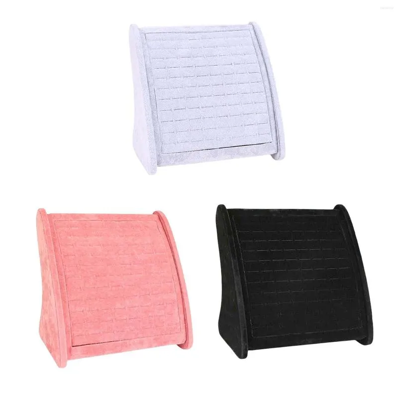 Pochettes à bijoux en bois velours porte-anneau 88 fentes support présentoir support de rangement pour commode comptoir vanité personnelle vente au détail