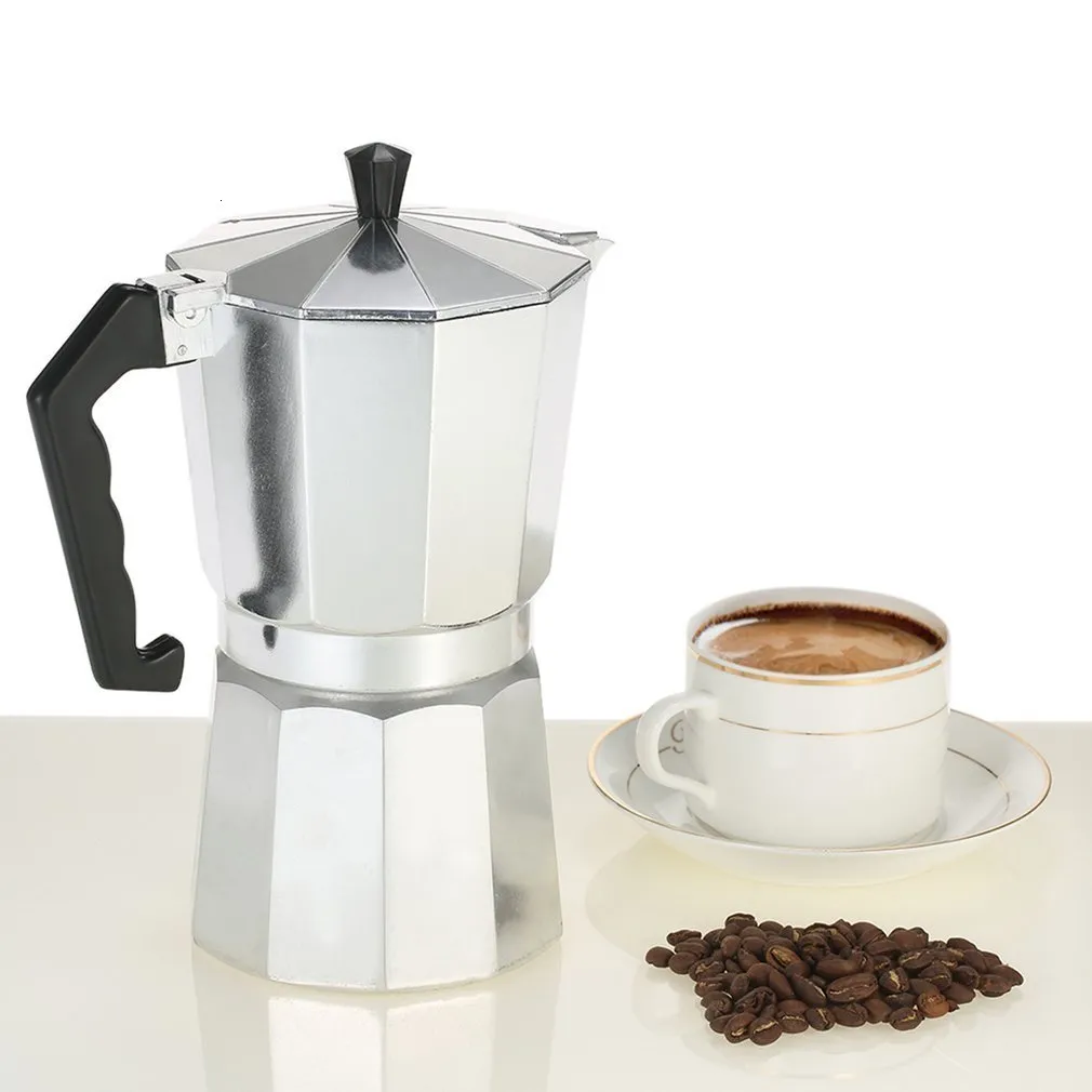 Macinacaffè manuale Pratico 50ml 1 tazza Moka Macchina per caffè italiano Espresso Alluminio Geyser Caffettiera Bollitore Latte Stove Classic Coffeeware 230712