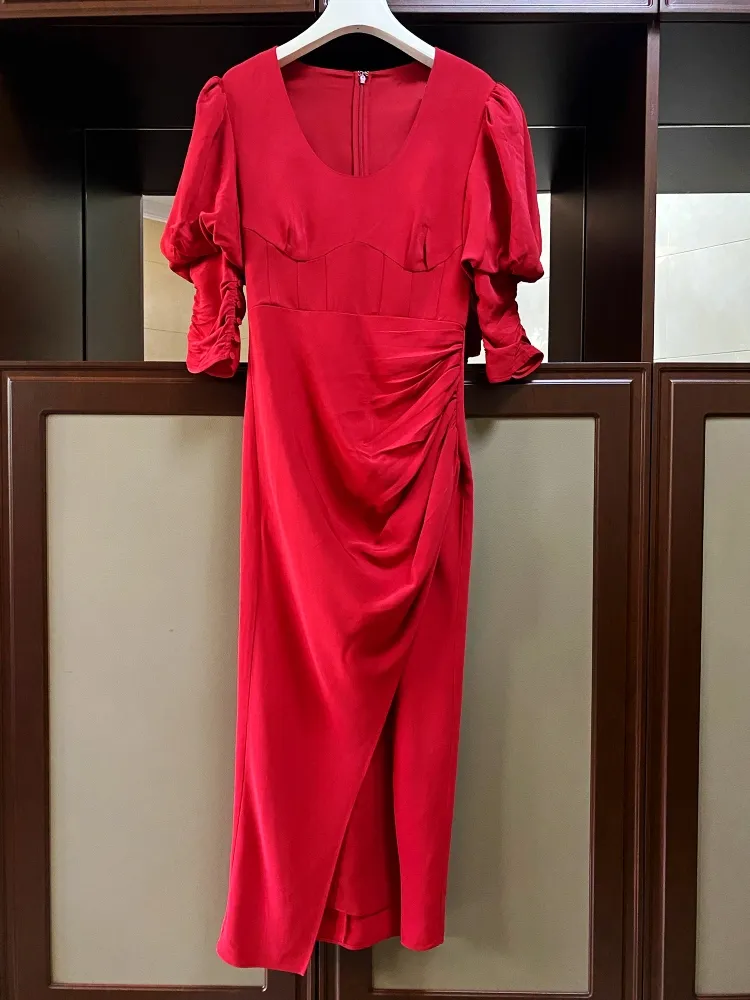 Red V-Neck Empire Waist Long Dress with Paisley Pattern and Short Cap  Sleeves from Dhgate Basic & Casual Dresses