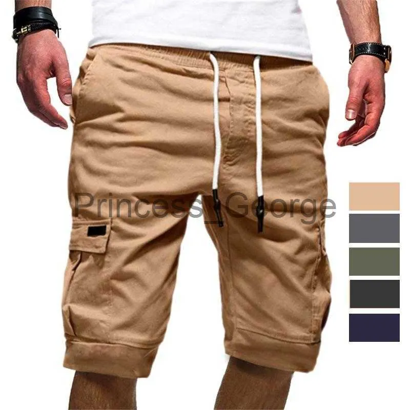 Hommes Shorts Hommes Shorts Casual Hommes D'été Multipoches Cordon Cargo Tactique Mi Taille Armée Pantalon Court Vêtements x0713 X0713