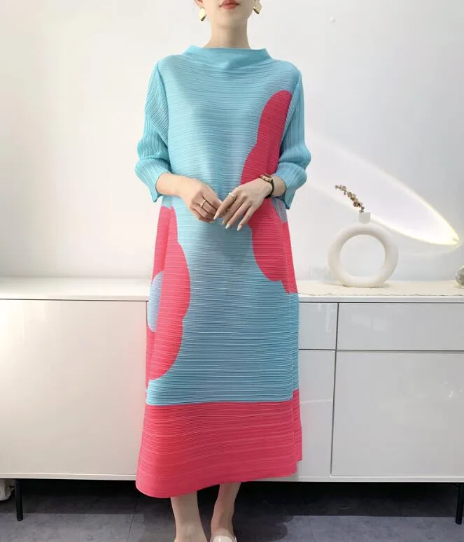 Plisowana sukienka luksusowa 2023 nowa plisowana sukienka issey nadruku