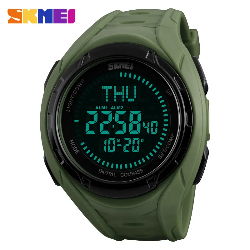 Skmei Compass Watches Mężczyźni LED Digital Wojsko sportowe zegar zegarowy Zegar Mężczyźni wspinaczka kompas Compasswatch Relogio Masculino Montme 1314