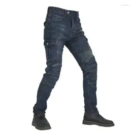 Motorcycle Apparel Motorcyclist Men's Jeans Protective Gear Fall-Resistant Safety Riding Pants Multi-Pocket Blue Motocross Trousers