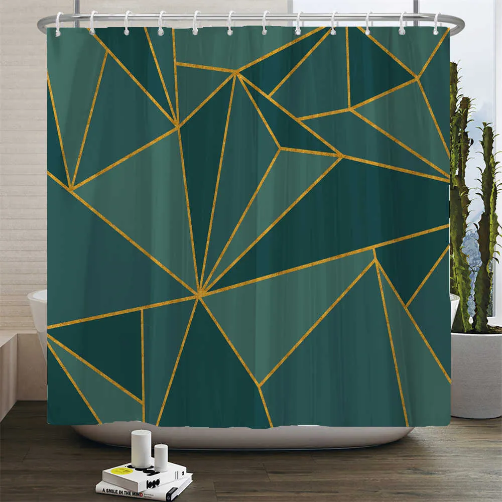 Shower Curtains Modern Art Style Marble Geometrical Pattern Shower Curtain Bathroom Curtain Frabic Waterproof Polyester Bath Curtain with