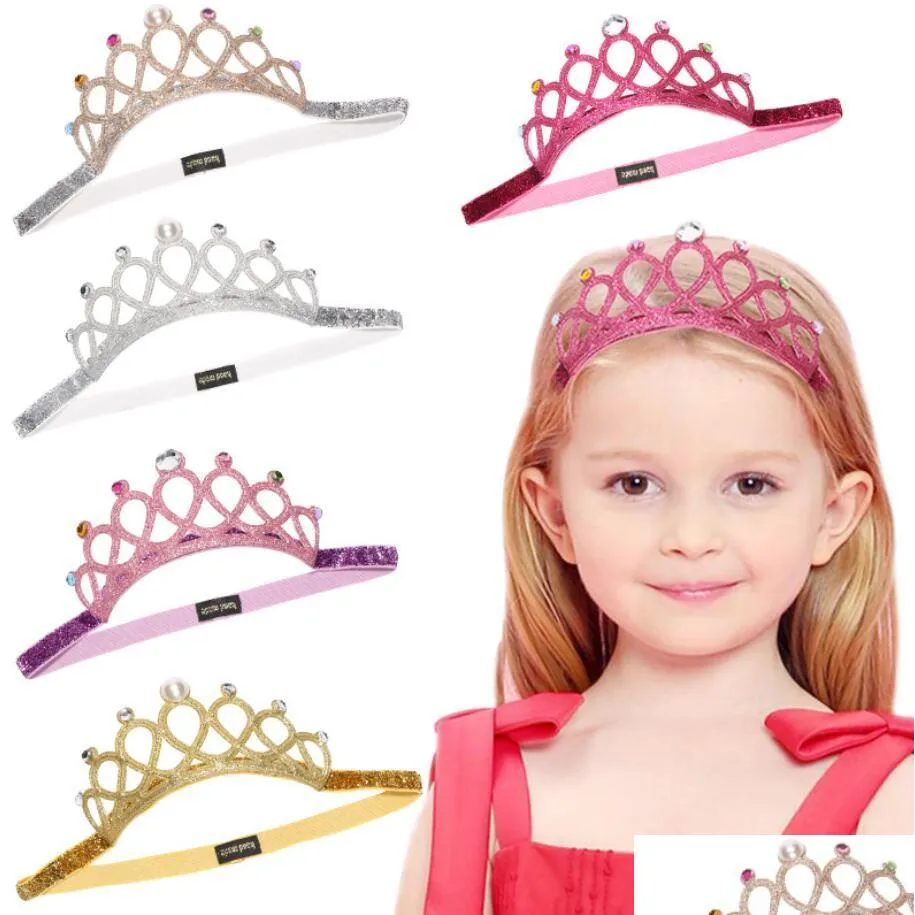 Tiaras Coroa Festa de Aniversário Bebê Menina Tiara Acessórios de Cabelo Infantis Roupas Banda Newborn Headwear Tiara Headwrap Faixa de Cabelo Presente Dhfok