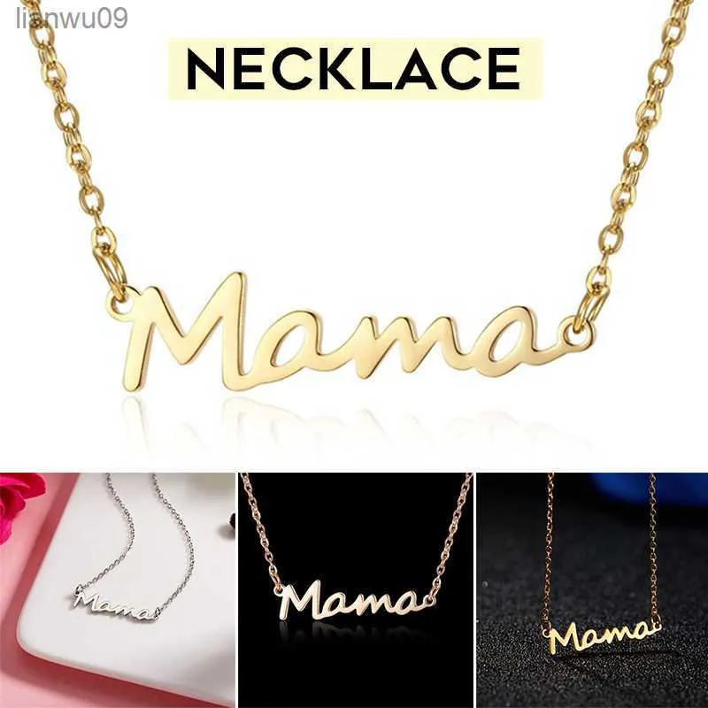 Mama Charm Collier Chocker Lettres Pendentif Cadeau Bijoux pour Thanksgiving Day Collier Chaîne tour de cou utile Maman H9 L230704