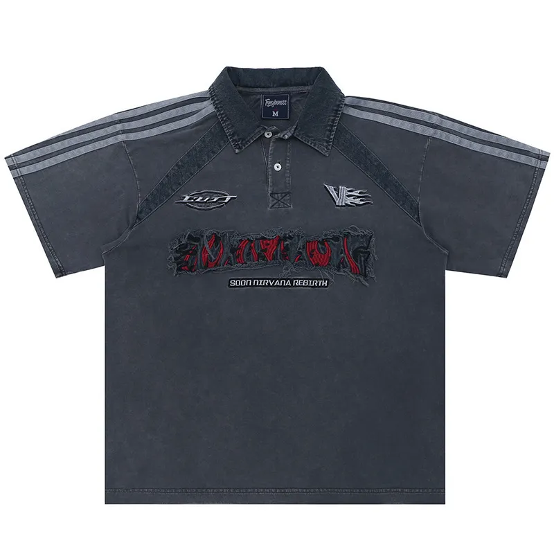 Men s T Shirts Stitching soccer polo embroidered shirt 230713