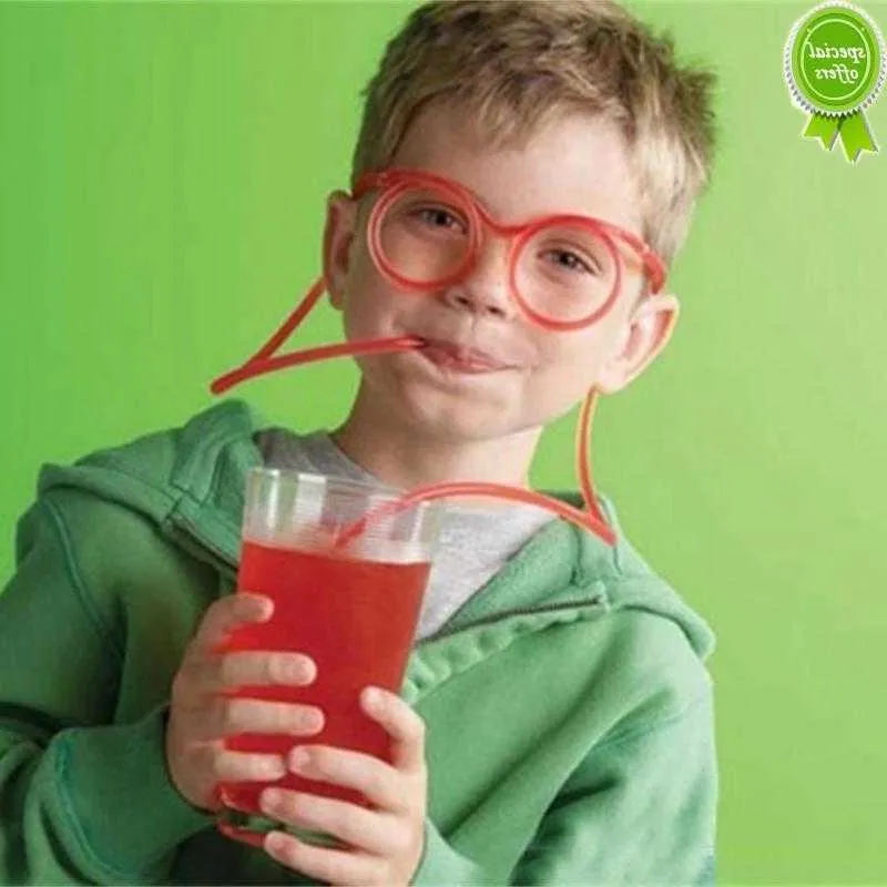 Halmglasögon roliga PVC -glasögon flexibla dricker halm bar barn party leveranser tillbehör kreativitet leksak -10-80 dricka