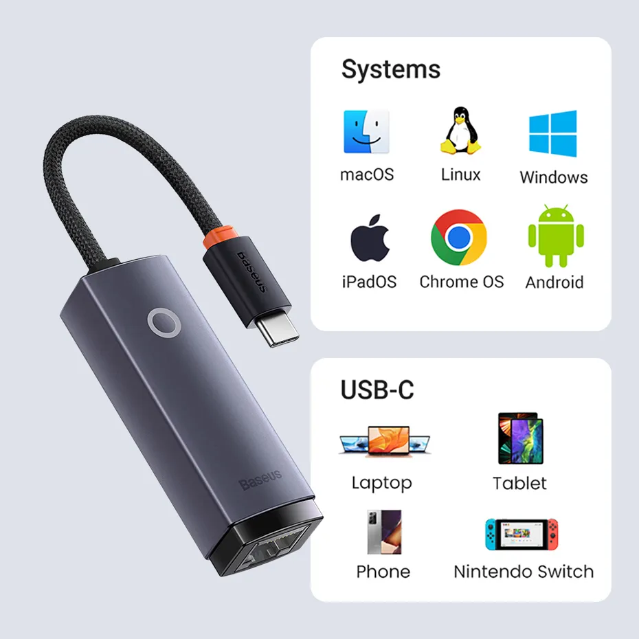 DHgate.com:Baseus USB C to Ethernet Adapter, Aluminum Gigabit LAN