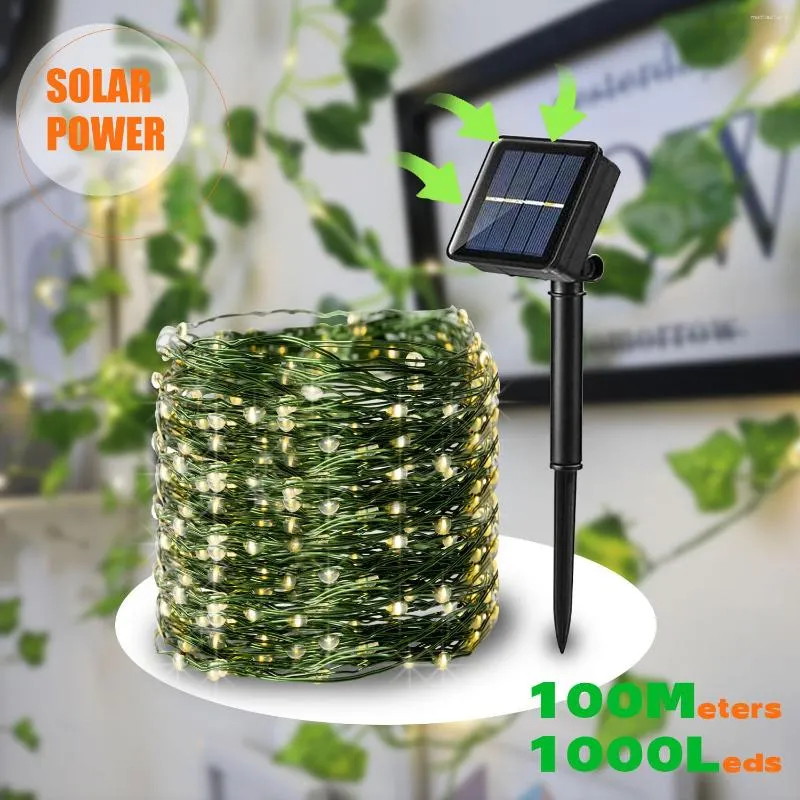 Saiten 50 Meter LED-Lichterketten Weiße Dekoration Lot Erweiterung Weihnachtsfee für Hochzeit Outdoor Solar Garden Party