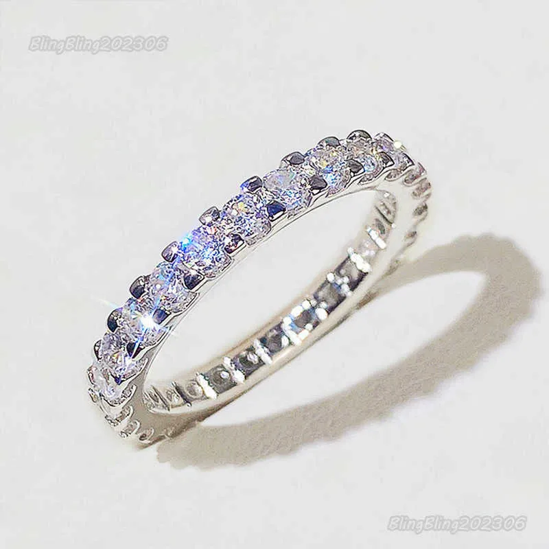 nieuwe man vrouwen trouwring band set met een hele cirkel van ring licht luxe en modieuze ring 925 zilveren sieraden ringen