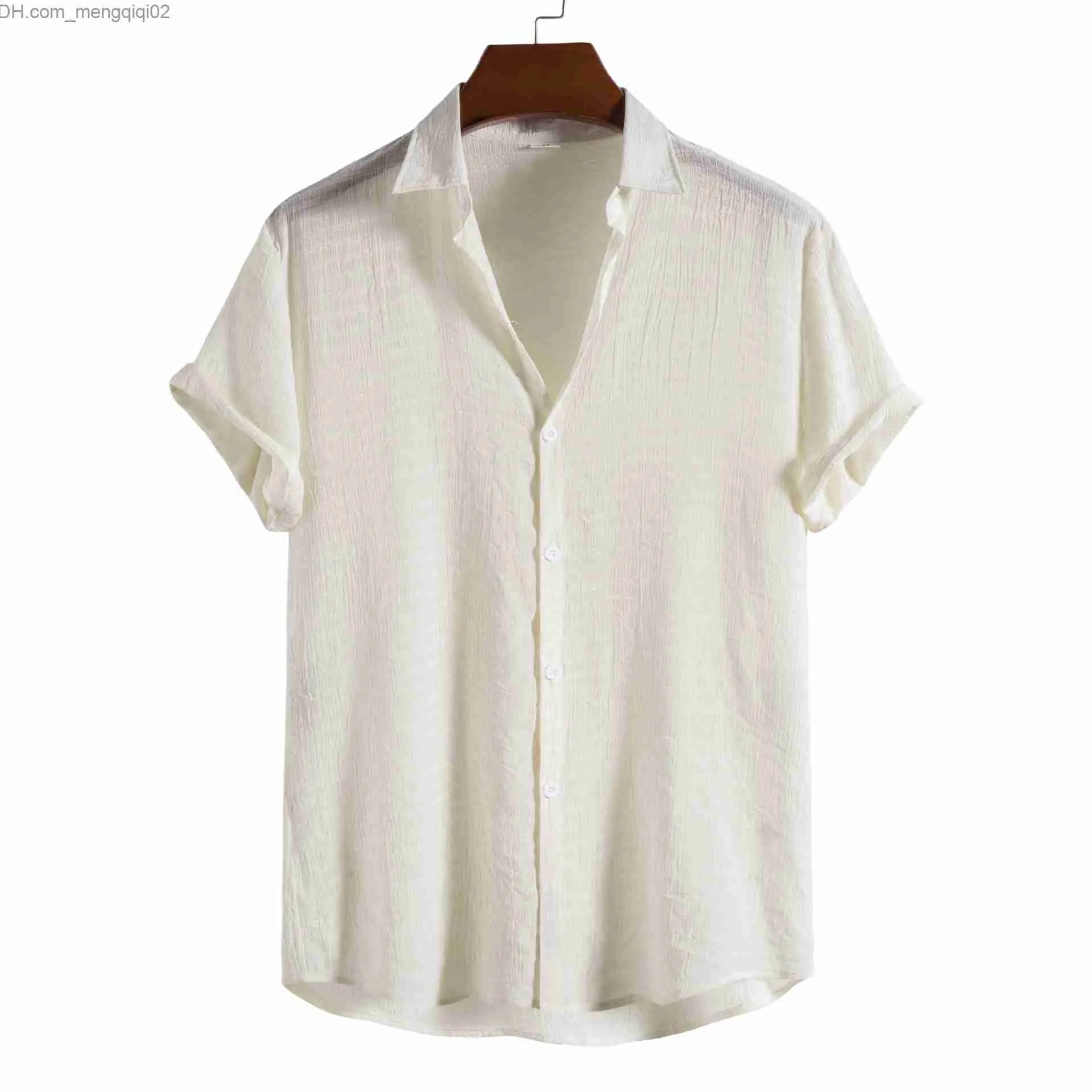 Męskie koszule 2023 Summer New Beige White Shirt Trend mody Mash