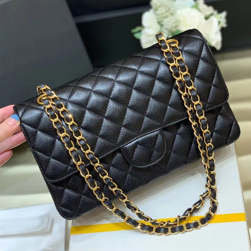 10A Highest Quality Womens Shoulder Bag Real Leather Medium Caviar Lambskin Quilted  Purse Flap Black Mini Square Bag Luxury Designer Chain Strap Handbag From  115,97 €