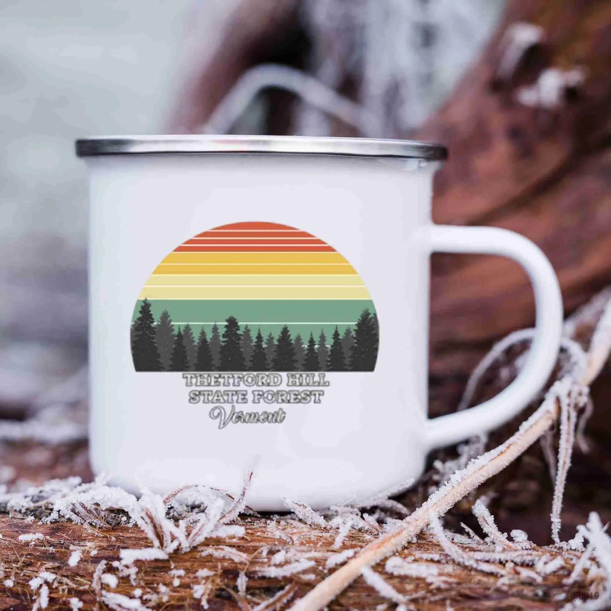 Tazze Personalizzate State Forest Smalto Camping Mug Regali Idee per Camper Campfire Tazze Fuori All'aperto Festival Regalo di viaggio R230713