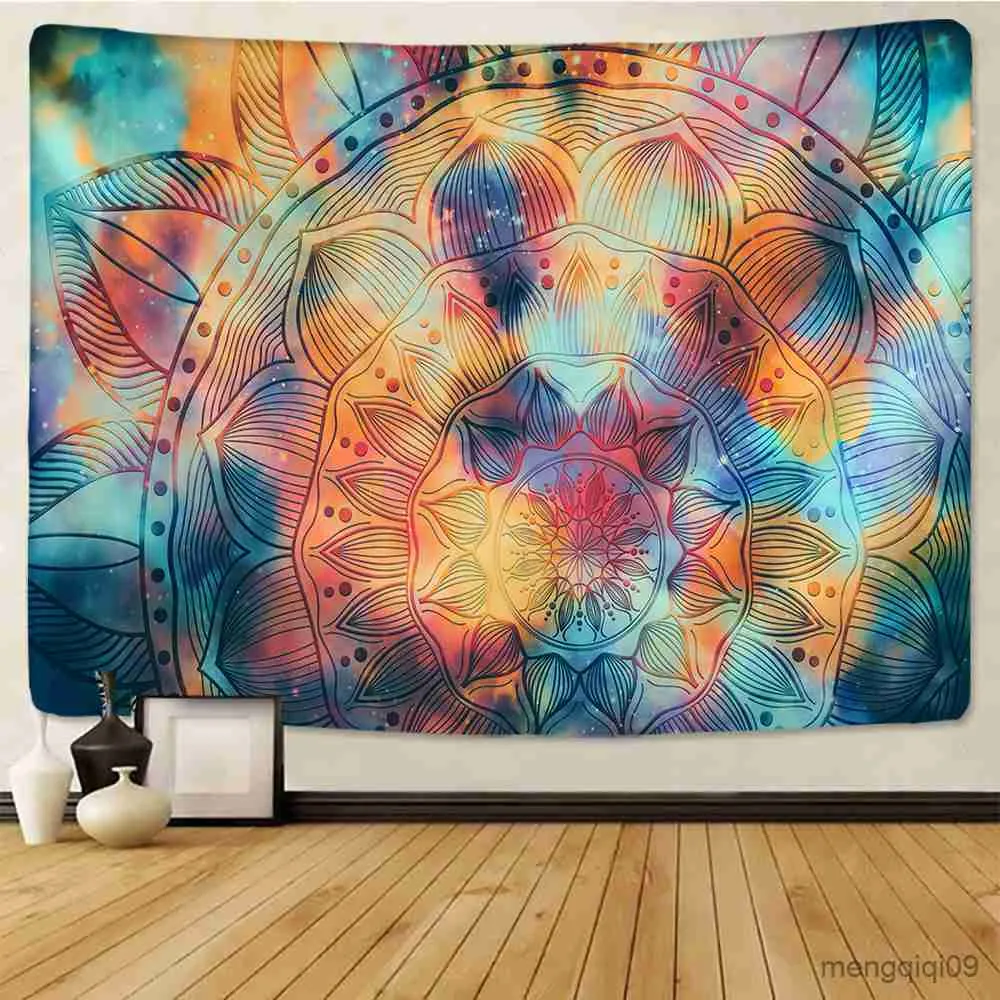 Tapisseries Dieu Image Mandala Soleil Et Lune Tapisserie Art Tenture Hippie Mur Tapis Dortoir Décor Couverture Décor À La Maison TapisserieTarot Soleil Lune R230713