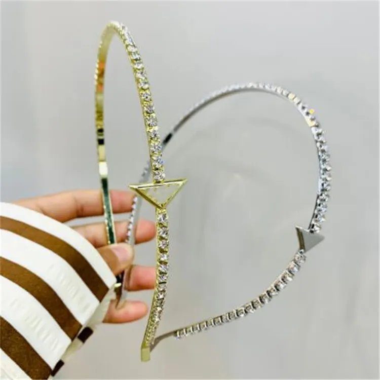 Fashion Hair Accessories Designer Girl Headbands Women Luxury Hairbands Bling Rhinestone Letter Hair Hoop Head Bands 2 styles