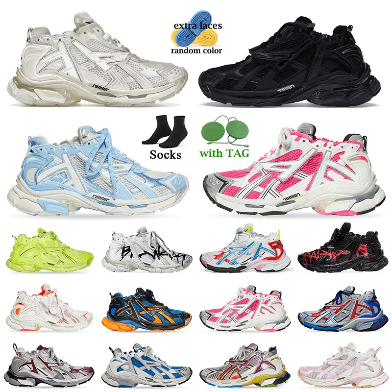 نساء مصمميات المصممين غير الرسميين أحذية باريس المسار العدائين 7.0 Transmit Sense Trainers Black White Pink Blue Burgundy Defnonstruction Sneakers الركض المشي لمسافات طويلة 7 أحذية رياضية