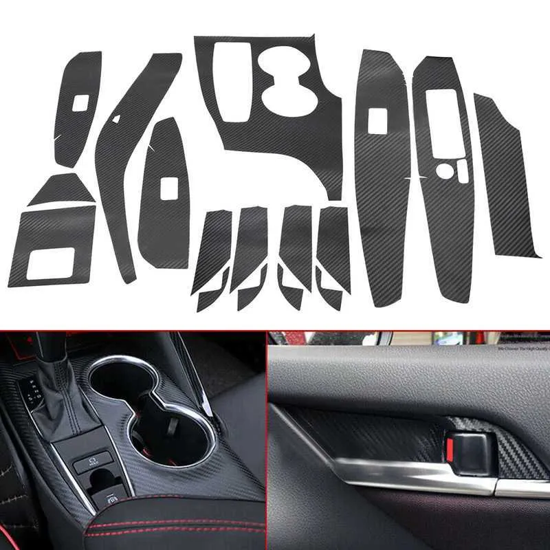 Xotic Tech Carbon Fiber Look Window Lift Button Frame Trims For Toyota Camry 2018 - Gloss Black