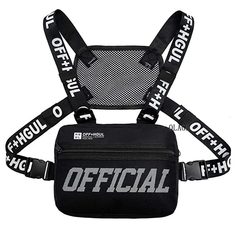 Waist Bags Fashion Streetwear Men Hip Hop Chest Bag Tactical Two Straps Rig Trendy Style Rectangle Utility Pack 230712