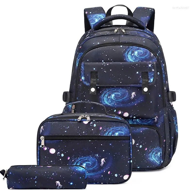 Sacs d'école Starry Sky sac à dos pour enfants pour étudiants garçon enfants avec sac à lunch étuis à crayons