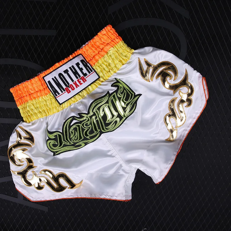 Pantalones cortos de boxeo antifricción de alta elasticidad, transpirables,  diseño de cordón Muay Thai, pantalones cortos de kickboxing para hombres