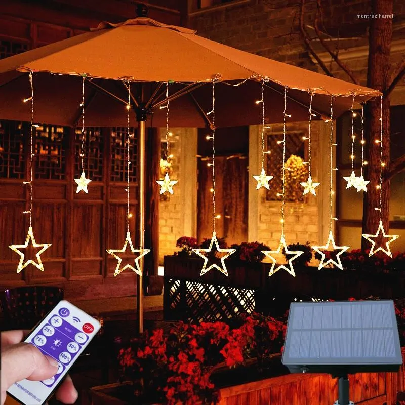 Strings Curtain LED String Lights Christmas Decoration Solar Remote Control Holiday Wedding Fairy Garland For Room Outdoor Home