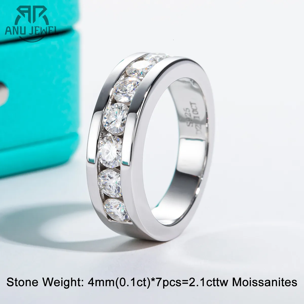 Wedding Rings AnuJewel 4mm Band 925 Sterling Silver Lab Created Diamond Ring Men Women Customized Jewelry 230712