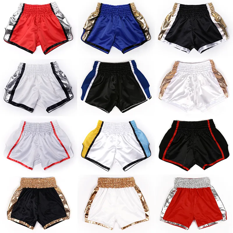 Men's Shorts Muay Thai Shorts Blank Satin Kickboxing Fight Short Pants Kick Boxing Shorts Womens Mens Kids Fitness Grappling Sanda MMA Trunks 230712