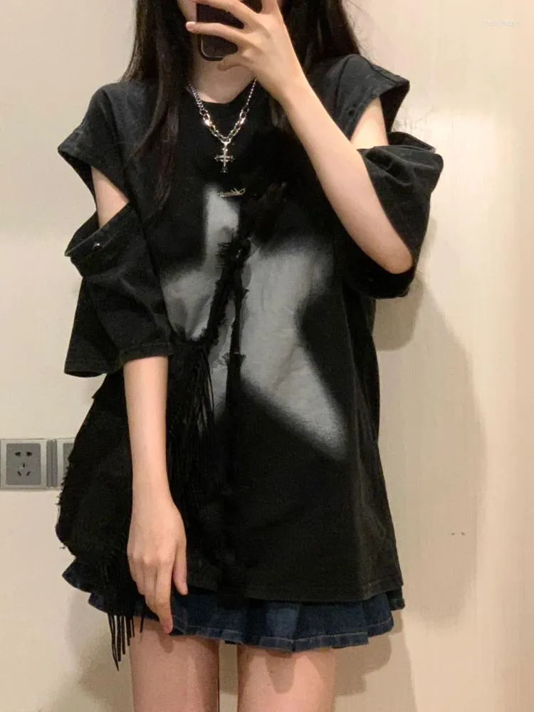 Koszule damskie Deeptown Hip Hop Streetwear Women HARAJUKU GRUNGE GRUNG DIDRNIK TEE TESE GOTHIC LUSE WYJŚCIOWE TOPS Y2K